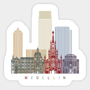 Medellin skyline in poster Sticker